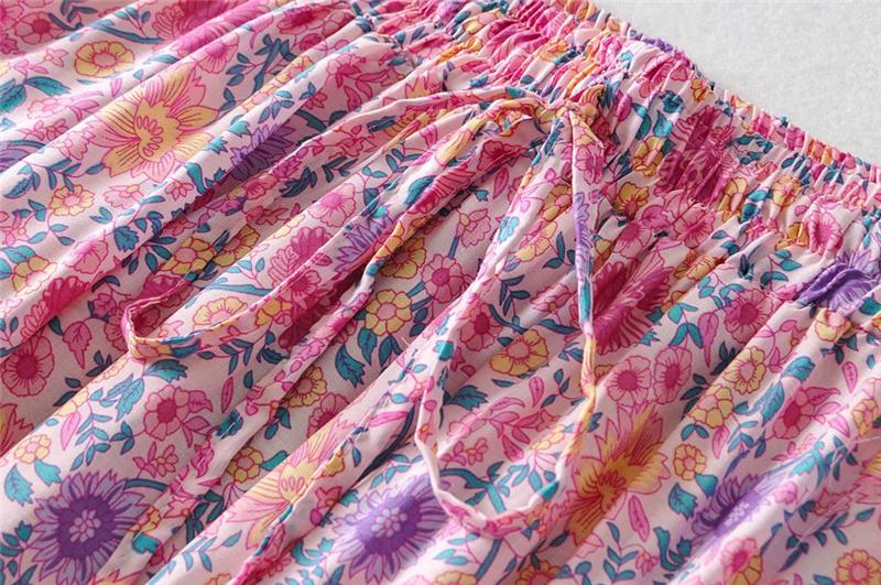 Boho Skirt, Hippie Skirts, Maxi Skirt, Wild Floral in Pink