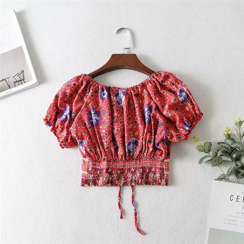Boho Two Piece Set, Two Piece Skirt Set, Wild Floral in Red