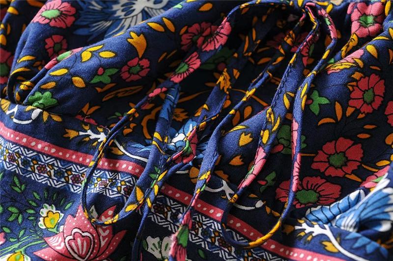 Boho Two Piece Set, Two Piece Skirt Set, Wild Floral in Navy