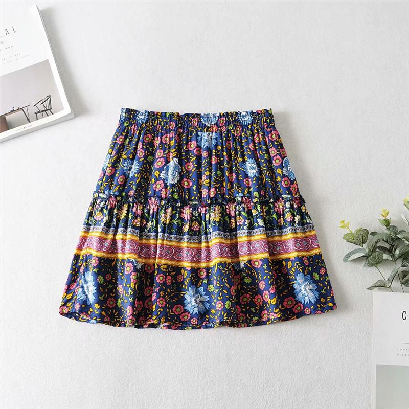 Boho Two Piece Set, Two Piece Skirt Set, Wild Floral in Navy