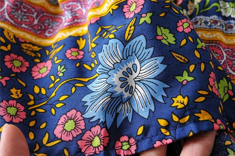 Boho Two Piece Set, Two Piece Skirt Set, Wild Floral in Navy