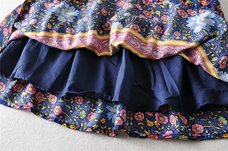Boho Two Piece Set, Two Piece Skirt Set, Wild Floral in Navy