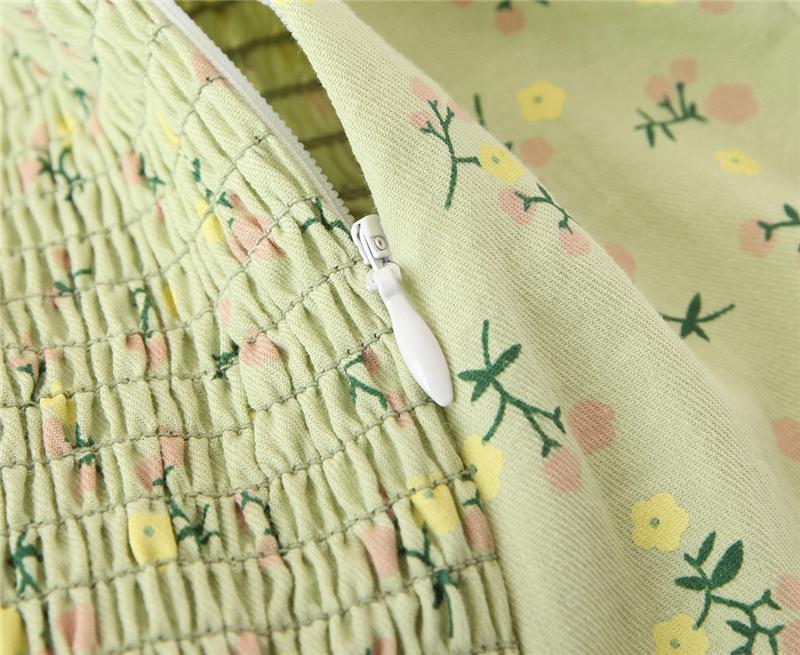 Boho Mini Dress Off  Shoulder Sundress, Pastel Green Flower Child