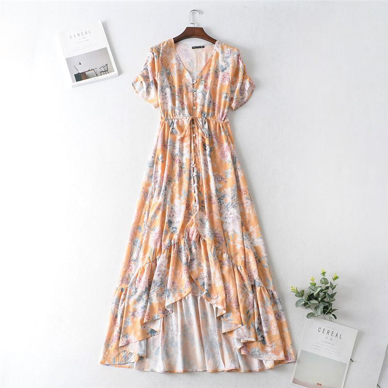 Boho Maxi Dress, Sundress, De Rosa Vintage Orange Orose