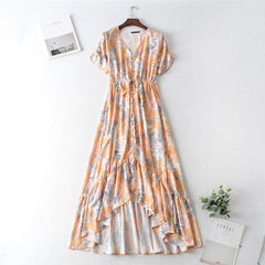 Boho Maxi Dress, Sundress, De Rosa Vintage Orange Orose