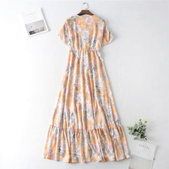 Boho Maxi Dress, Sundress, De Rosa Vintage Orange Orose