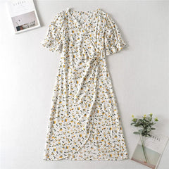 Boho Midi Dress, Sundress, White Flower Child