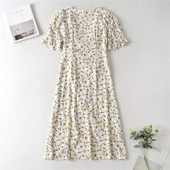 Boho Midi Dress, Sundress, White Flower Child