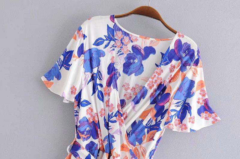 Boho Mini Dress Sundress, Blue Aster