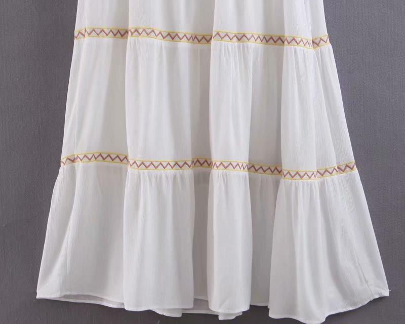 Boho Midi Dress, Embroidered  Dress, Vintage Gown in White