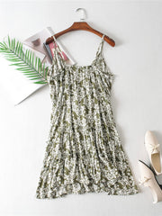Boho Mini Dress  Sundress, Vintage Oroslavje in Moss Green