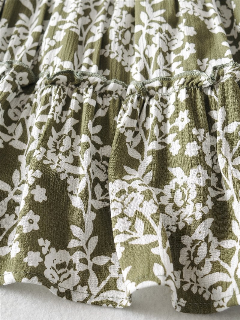 Boho Mini Dress  Sundress, Vintage Oroslavje in Moss Green