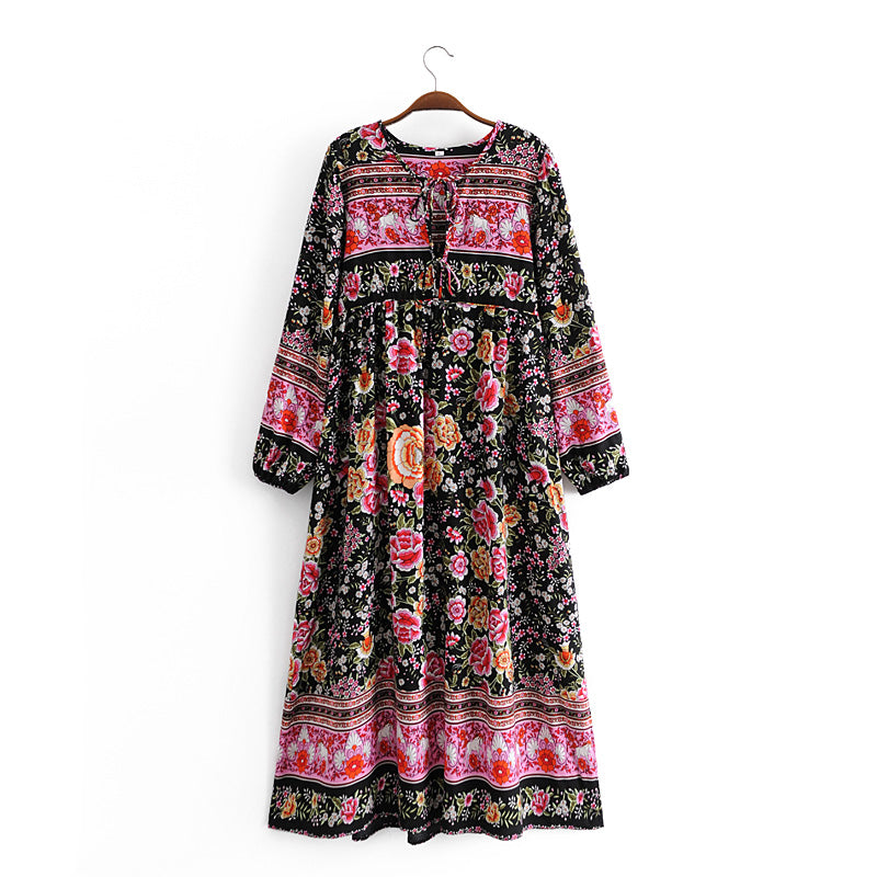 Gown Dress, Boho Maxi Dress, Loose Dress, Black Winter Pink Rosy