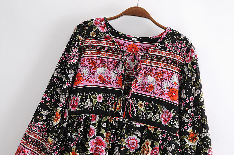 Gown Dress, Boho Maxi Dress, Loose Dress, Black Winter Pink Rosy