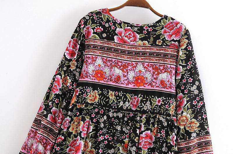 Gown Dress, Boho Maxi Dress, Loose Dress, Black Winter Pink Rosy