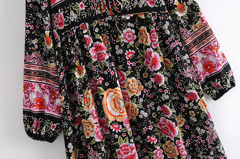 Gown Dress, Boho Maxi Dress, Loose Dress, Black Winter Pink Rosy