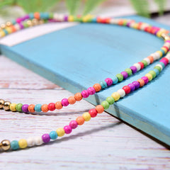 Boho Necklace, Long Blue Hippie Shell