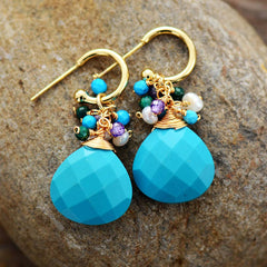 Boho Earrings, Dangle Earrings, Blue Amazonite, Celebrate