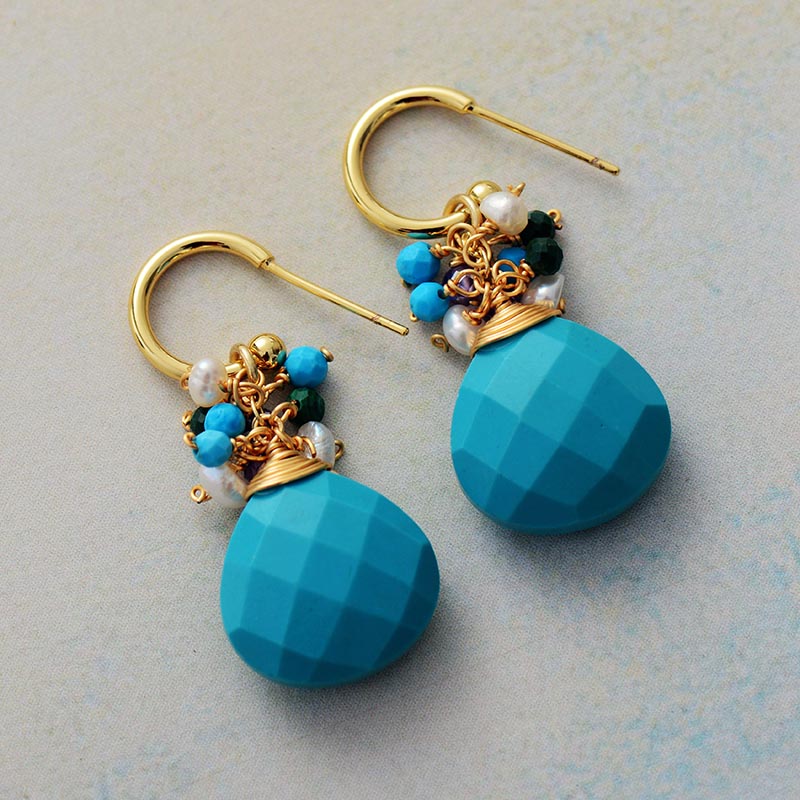 Boho Earrings, Dangle Earrings, Blue Amazonite, Celebrate