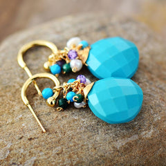 Boho Earrings, Dangle Earrings, Blue Amazonite, Celebrate