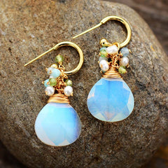 Boho Earrings, Dangle Earrings, Blue Amazonite, Celebrate