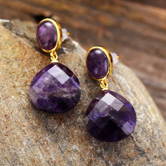 Boho Earrings, Dangle Earrings, Axel Amethysts Teardrop Dangle Earring