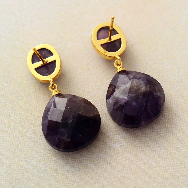 Boho Earrings, Dangle Earrings, Axel Amethysts Teardrop Dangle Earring