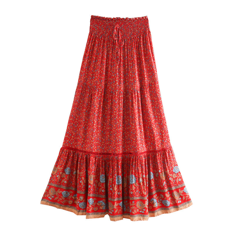 Boho Skirt, Hippie Skirts, Maxi Skirt, Red Crimson