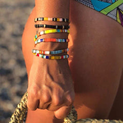 Boho Bracelet, Tila Bead  Bracelet, Colorfull