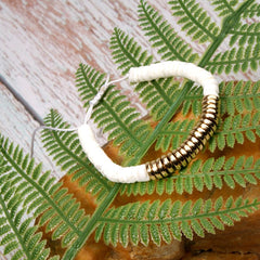 Boho Bracelet, White Blue Colorful Shell Gold