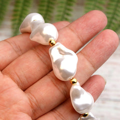 Boho Necklace, Peal Choker, White Sea Shell