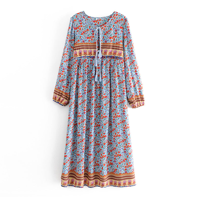 Gown Dress, Boho Maxi Dress, Loose Dress, Winter Gypso in Blue