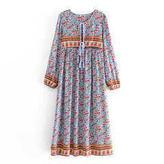 Gown Dress, Boho Maxi Dress, Loose Dress, Winter Gypso in Blue