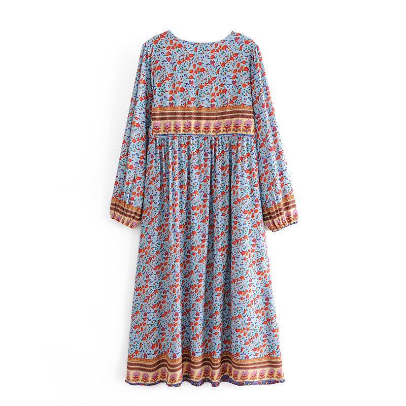 Gown Dress, Boho Maxi Dress, Loose Dress, Winter Gypso in Blue
