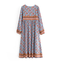 Gown Dress, Boho Maxi Dress, Loose Dress, Winter Gypso in Blue