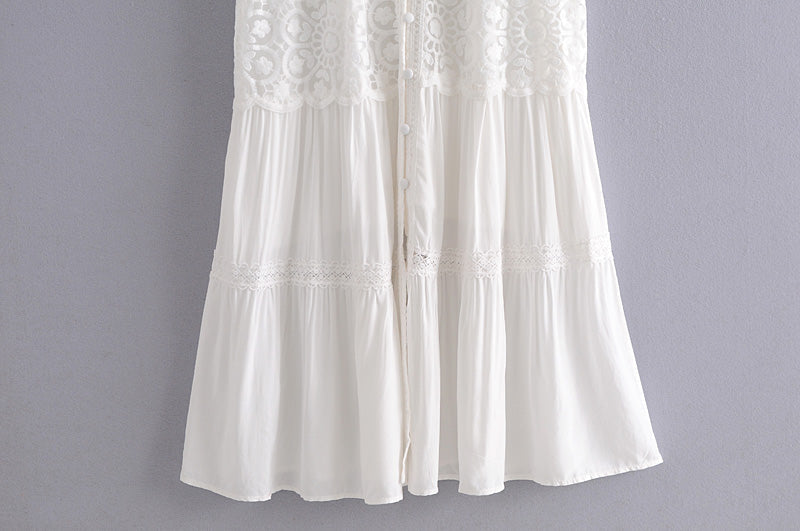 Boho Midi Dress, Embroidered Dress, Victoria White Lace
