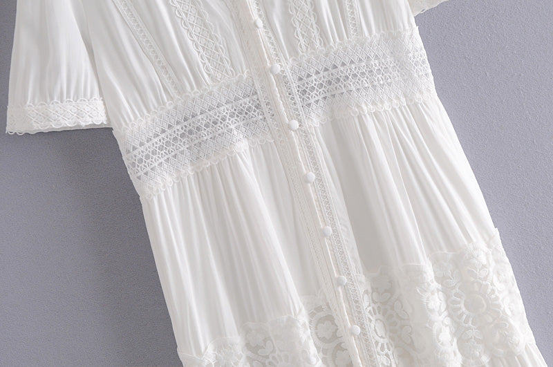Boho Midi Dress, Embroidered Dress, Victoria White Lace