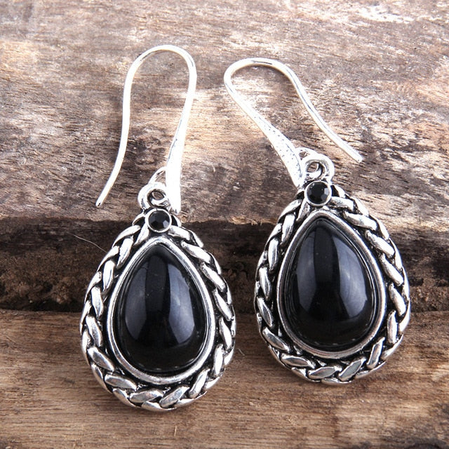 Boho Earrings, RH Dangle Earrings, Black Silver