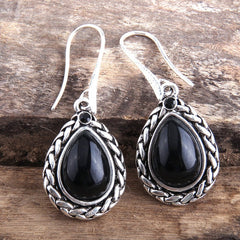 Boho Earrings, RH Dangle Earrings, Black Silver