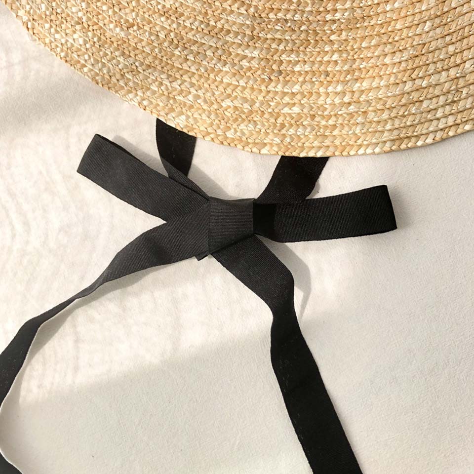 Boho Hat, Sun Hat, Beach Hat, Wide Brim Straw Hat 12, 15 and 18 cm, Black  and White Ribbon