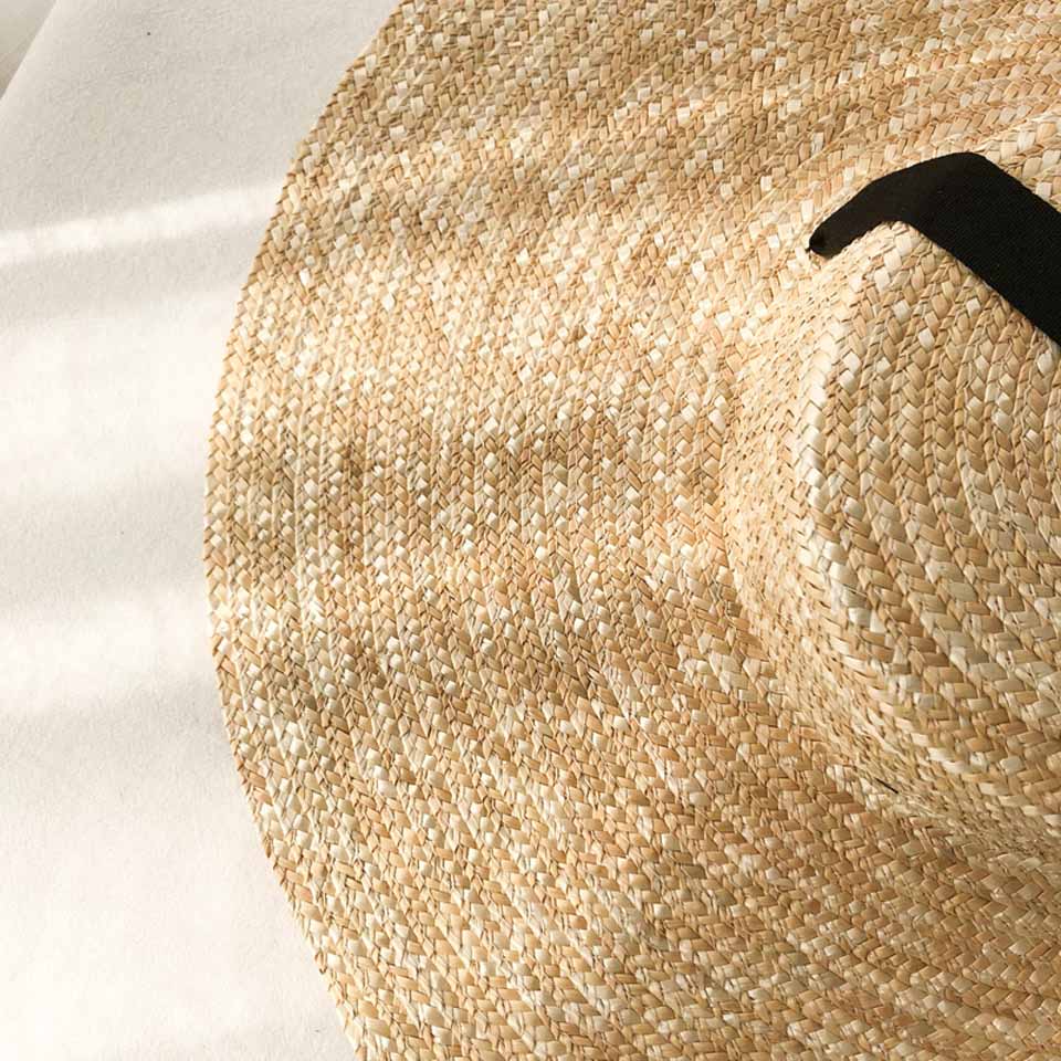 Boho Hat, Sun Hat, Beach Hat, Wide Brim Straw Hat 12, 15 and 18 cm, Black  and White Ribbon