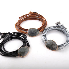 Boho Bracelet, RH Rope Wrap Bracelet, Black Tourmaline