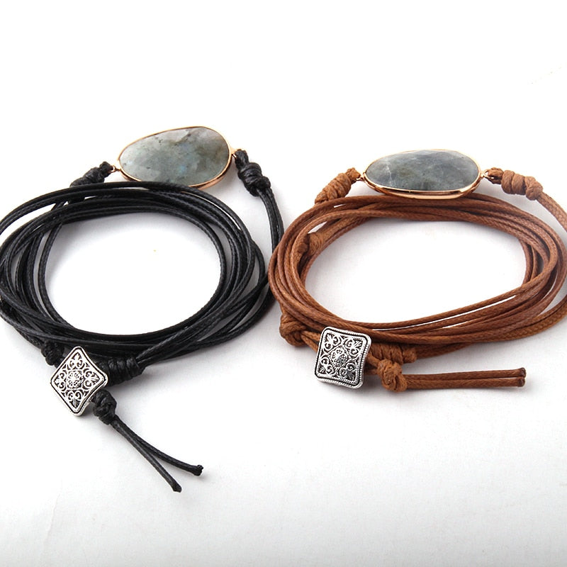Boho Bracelet, RH Rope Wrap Bracelet, Black Tourmaline
