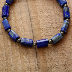 Boho Bracelet, Stretchy Bracelet, Blue Lapis and Purple Amethyst
