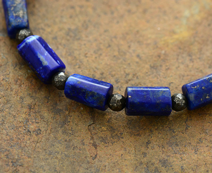 Boho Bracelet, Stretchy Bracelet, Blue Lapis and Purple Amethyst