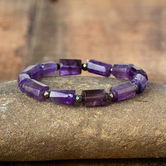 Boho Bracelet, Stretchy Bracelet, Blue Lapis and Purple Amethyst