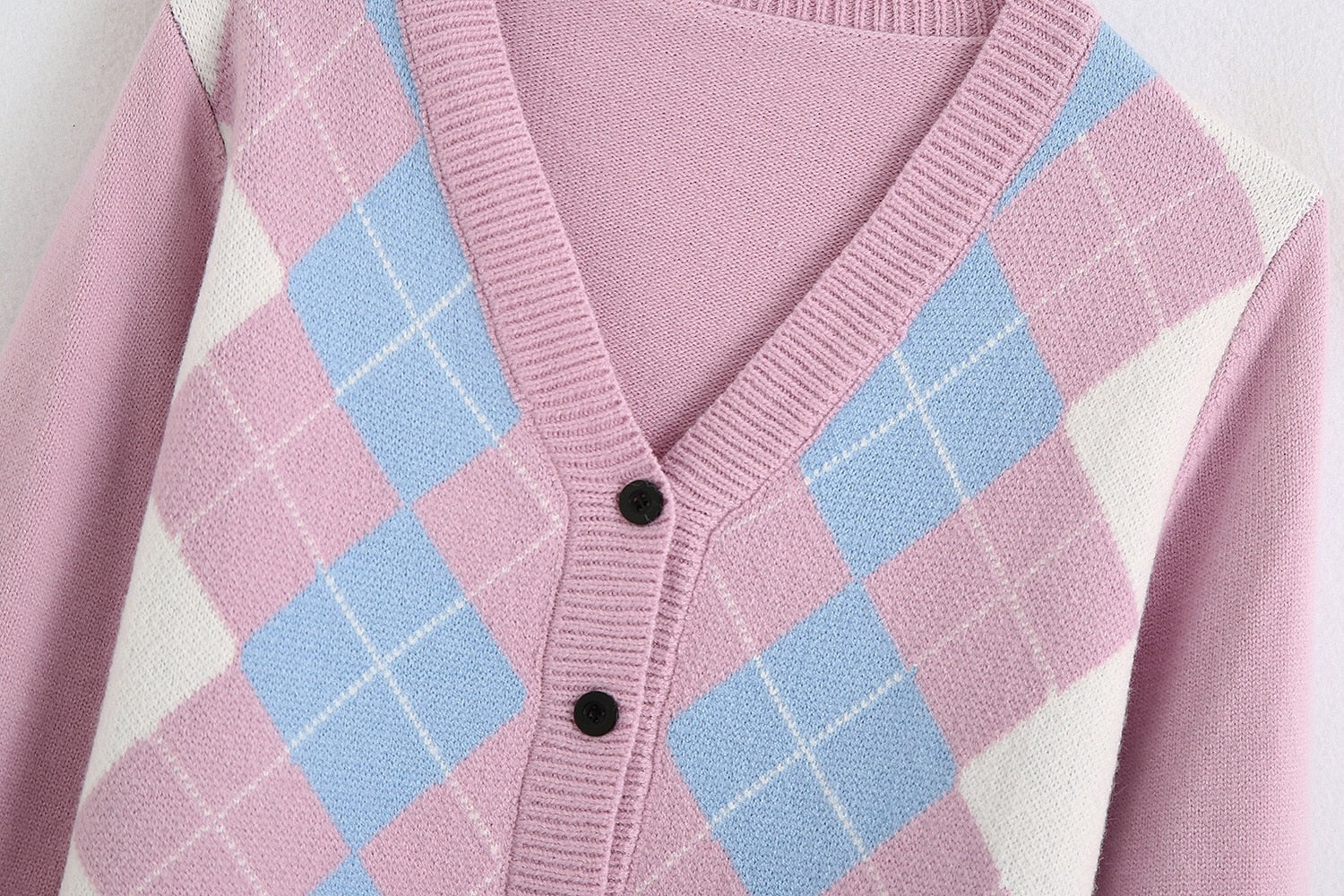Boho Cardigan, Retro Knit Cardigan, Blue Check