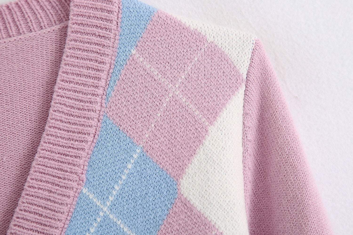 Boho Cardigan, Retro Knit Cardigan, Blue Check