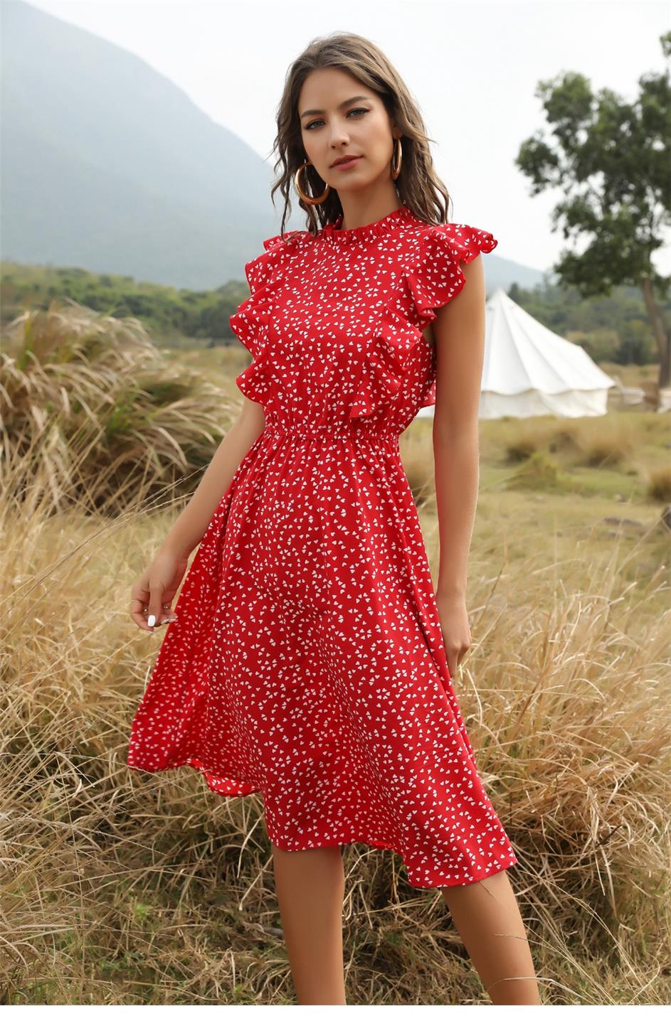 Boho Midi Dress, Raffle Red Heart (Red, Black, Blue)