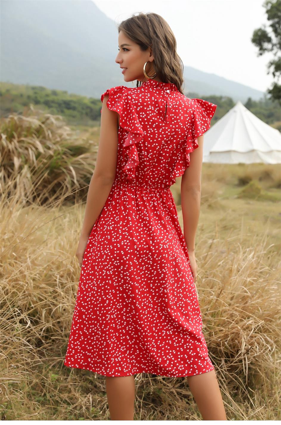 Boho Midi Dress, Raffle Red Heart (Red, Black, Blue)